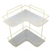 Corner Bathroom Organizer Acrylic Iron Large Capacity Corner Storage Holder Rack for Toilet Kitchen Countertop Model Double Layer