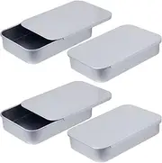 OIIKI 4 PCS Dental Floss Portable Case, Metal Sliding Dental Floss Dispenser, Mini Rectangular Refillable Glide Containers, Travel Floss Box for Travel, Home Cleaning - Silver