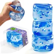 Squishy Ice Cube Stress Balls - 3Pack Sensory Squishy Ice Toy Squishy Balls for Kids and Adults Anxiety Relief - Funny Fidget Stress Balls Squishy Stress Calming Toys for Autism & ADHD Children