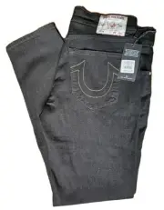 True Religion Geno SN Flap Relaxed Straight Jeans Men's 36 36x32 Black NWT