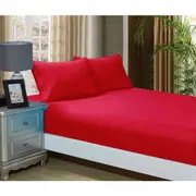Super Soft Fitted Sheet & Pillowcase Set - Single Size Bed - Red