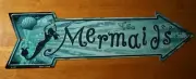 MERMAIDS ARROW SIGN Tiki Beach Bar Pool Tropical Nautical Coastal Home Decor NEW