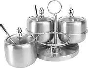 [ELAYARD] 1 Set European Style Stainless Steel Spice Jar Set Seasoning Keeper Condiment Holder for Kitchen Organization Practical Functional Spice Rack for Various Scenes