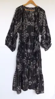 New Taking Shape Dress 20 Black Metallic Stripe Satin Belt Midi TS Tiered Event