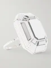 [Judith Leiber Couture] Judith Leiber Couture - Ring Emerald Cut Crystal-embellished Resin Clutch - Silver - One size One size Silver