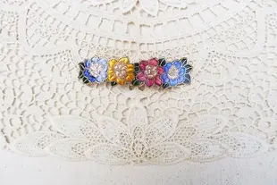 80s Sweet Vintage Cloisonné Enamel colorful floral hair clips hair accessories