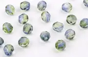 50 Kiwi Lime / Sapphire Czech Glass Faceted Beads 6MM