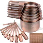 Copper Measuring Cups and Spoons Set, 20-Piece Stainless Steel Measuring Cups an
