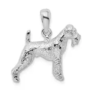 Sterling Silver De-Ani Rhodium-Plated Textured 3D Airedale Terrier Pendant