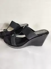 Naturalizer Quest Women's Sandal Sz 9.5 Black 2 Strap Patent Leather Wedge New