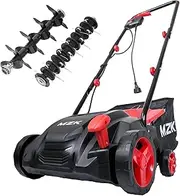 MZK 13-inch 12-Amp 2-in-1 Electric Dethatcher and Scarifier w/Removeable 8-Gallon Collection Bag, 4-Position Height Adjustment, Keep Lawn Health