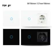 Touch Light Switch with EU Power Wall 300W Led Switches 1 Gang 1 Way 157mm*86mm