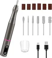 Cordless Nail Drill Set Multipurpose Safe Pedicure Manicure Machine Adjustable Nail Drill Machine Kit Easy to Use Cordless Electric Nail Drill Kit for Home Usage(grey)