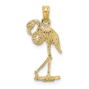 14K Yellow Gold 3-D Flamingo W/ Head Up Charm
