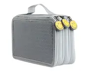 Large Capacity 3 Layer 52 Holes Student Pen Pencil Storage Zipper Case Holder-Grey