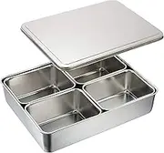 Endoshoji TKG AYK11014 Seasoning Condiment Container, 4 x Width x Depth x Height, 11.2 x 8.9 x 2.4 inches (285 x 225 x 60 mm), Storage Container, Various Uses, Made of Rust-resistant Stainless Steel,