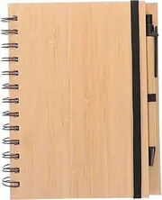 FRCOLOR Bamboo Cover Notebook Spiral Journal for Office School Travel 1 Set Portable Writing Memo Pad