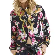 PETER ALEXANDER New Glitter Bow Floral Pyjama Top Multi Coloured Size XS Tags
