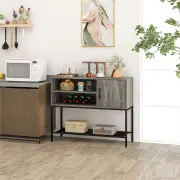CostwayBuffet Sideboard Coffee Bar Cabinet with Power Outlets and USB Ports-Grey