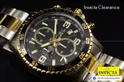 Invicta Mens SPECIALTY PILOT 45mm CHRONO Black Dial Gold Silver TACHYMETER Watch