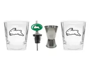 South Sydney Rabbitohs NRL Set of 2 Spirit Glasses Jigger and Pourer Bar Gift