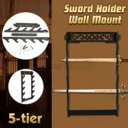 5-Tier Sword Holder Wall Mount Samurai Stand Display Katana Wall Hanger Rack AU