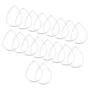 Beading Hoop Earrings, 60Pcs Drop Shape Beading Findings(32x22mm, Silver)
