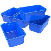 Storex Small Cubby Bins Pack of 5 Blue 12.2 x 7.8 x 5.1 Inches for Organizing