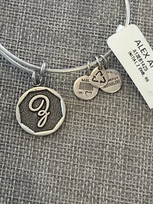 NEW Alex and Ani Letter Initial Z Monogram Charm Adjustable Bracelet Silver Tone