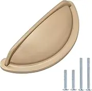Amazon Basics Wide Bin Cup Drawer Pull, 3.69-inch Length (3-inch Hole Center), Golden Champagne, 10-pack
