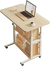 Mobile Portable Bedside Table, Computer Desk with Storage Shelves, Manual Standing Desk, Height Adjustment Standing Desk, for Bedroom, Dormitory(A,60cm)