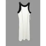 Lennie for Nina Leonard White Black Trim Linen Blend Dress Size 10 NWT
