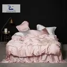 Women Pink Silk Bedding Set Pure Healthy Silk Queen King Duvet Cover Flat Sheet