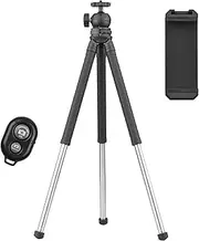 Ex ble Desktop Tripod Stand 108cm/ 42.5in Max. Height 360° Rotatable Ball Head with Phone Holder Wirel Remote S er for Vlog Selfie Live Streaming Video Recording Online T ing Meeting Black One Size
