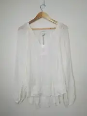 NWT Witchery Ladies Textured Long Sleeve White Blouse Top S Ize 16