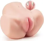 Goyha 4.1 LB Pussy Ass Male Masturbator with Virgin Tight Labia, 2 Hole Realistic Male Masturbator with Strong Suction Channel, Pocket Pussy Sex Toy for Men Masturbation.