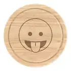 Tongue Out Eyes Open Emoji Round Chopping Cheese Board Funny