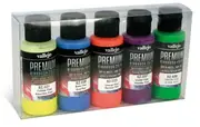 Vallejo Premium Colour Fluos Colors 5 Colour Set Acrylic Airbrush Paint