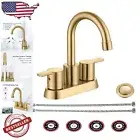 Luxurious Brushed Gold 2-Handle Bathroom Sink Faucet with Drain and Swivel Spout