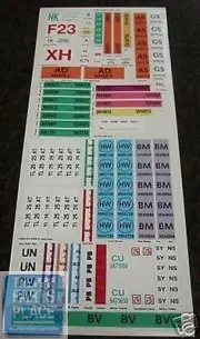 1969 Chevrolet Camaro 396 / 427 Body Codes Decal Kit - Vinyl