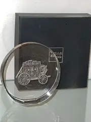 Wells Fargo Bank Stagecoach Prairie Wagon Paperweight, Lucite/Acrylic & Pewter