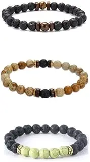 [ASNAT] Colorful volcanic stone weathered stone beaded bracelet agate elastic bracelet