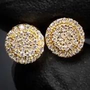 Round Cluster Yellow Gold Sterling Silver 0.30Ct VVS Moissanite Stud Earrings