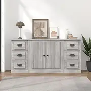Sideboards 3 pcs Grey Sonoma Engineered Wood,Buffets & Sideboards-3185237