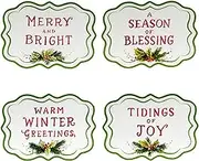 Certified International Snowman Greetings 6" Canape/Luncheon Plates, Set of 4 Assorted Designs.,