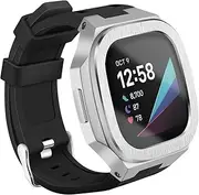 Compatible with Fitbit Versa 3/4 Fitbit Sense/Sense 2 Bands with Case, Protective Rugged Cover + Glass Protector + Sport Strap for Fitbit Sense 2/Versa 3 4 Replacement Wristbands