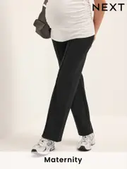 Black Maternity Straight Leg Ponte Trousers (610838) | $49
