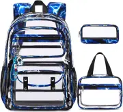 Clear Backpack for Boys Girls - 3 Pcs Clear Backpack Heavy Duty with Lunch Bag -