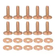 10 Set 9x3.3x14mm Solid Copper Rivets and Burrs Leather Fastener, Copper Tone