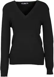 [Generic] Biz Collection Womens V Neck Pullover, Black, Small